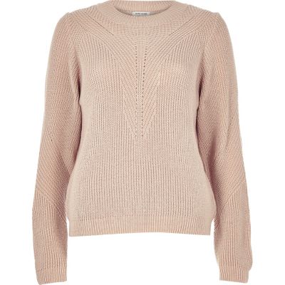 Light pink knitted zip back jumper